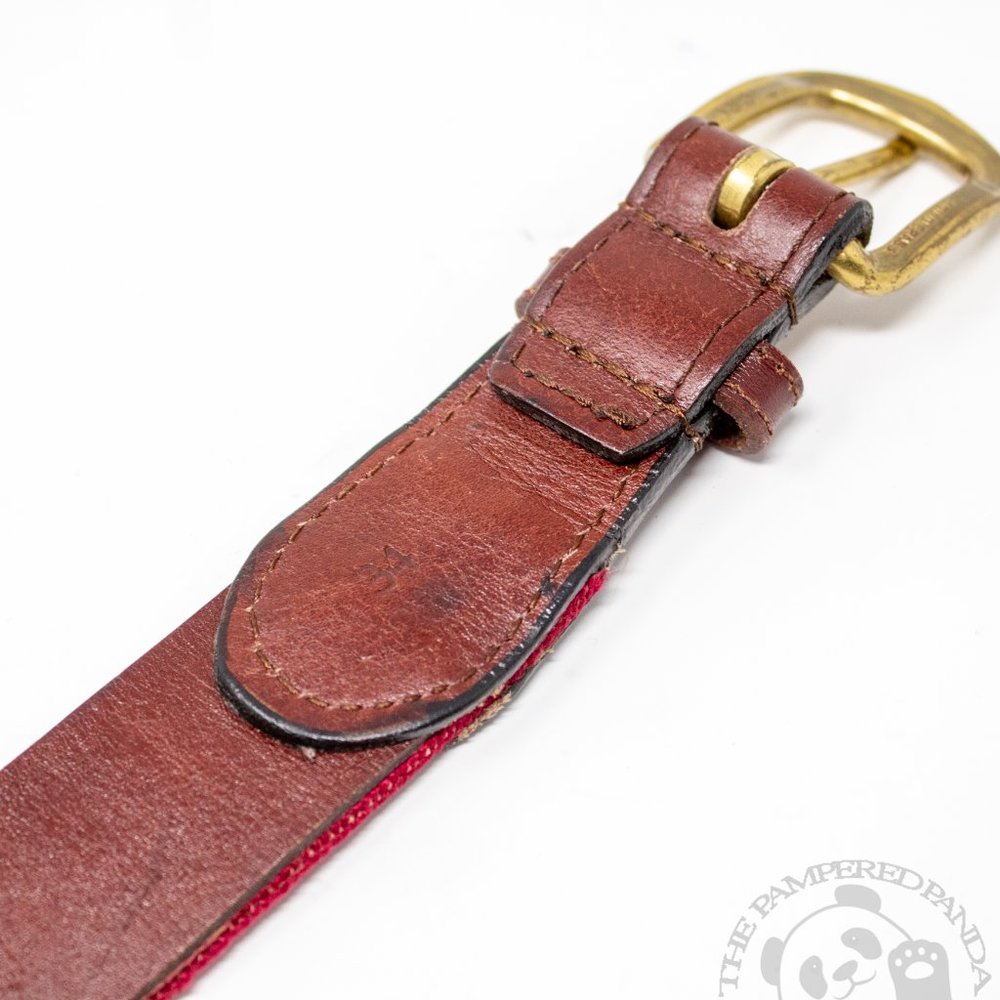 Smathers & Branson Belt Neddlepoint Golf Scene Multicolor Leather Mens Size 34 - Picture 5 of 5